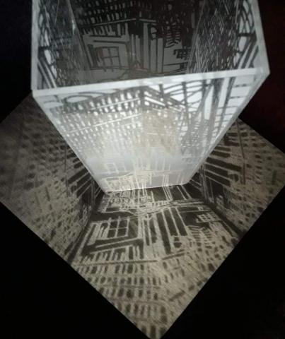 Sculpture made from laser pieces. Brighter days coming after a difficult tunnel.